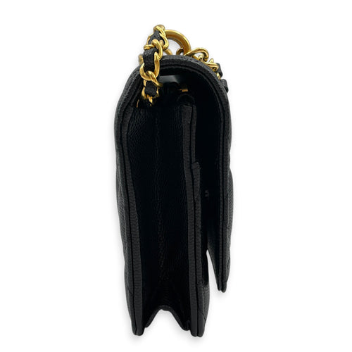 Quilted Coco First WOC Black Crossbody Bag in Caviar Leather Gold hardware