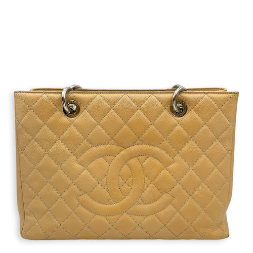 GST Beige Shoulder Bag in Caviar Leather Silver hardware CL2604-21009 1