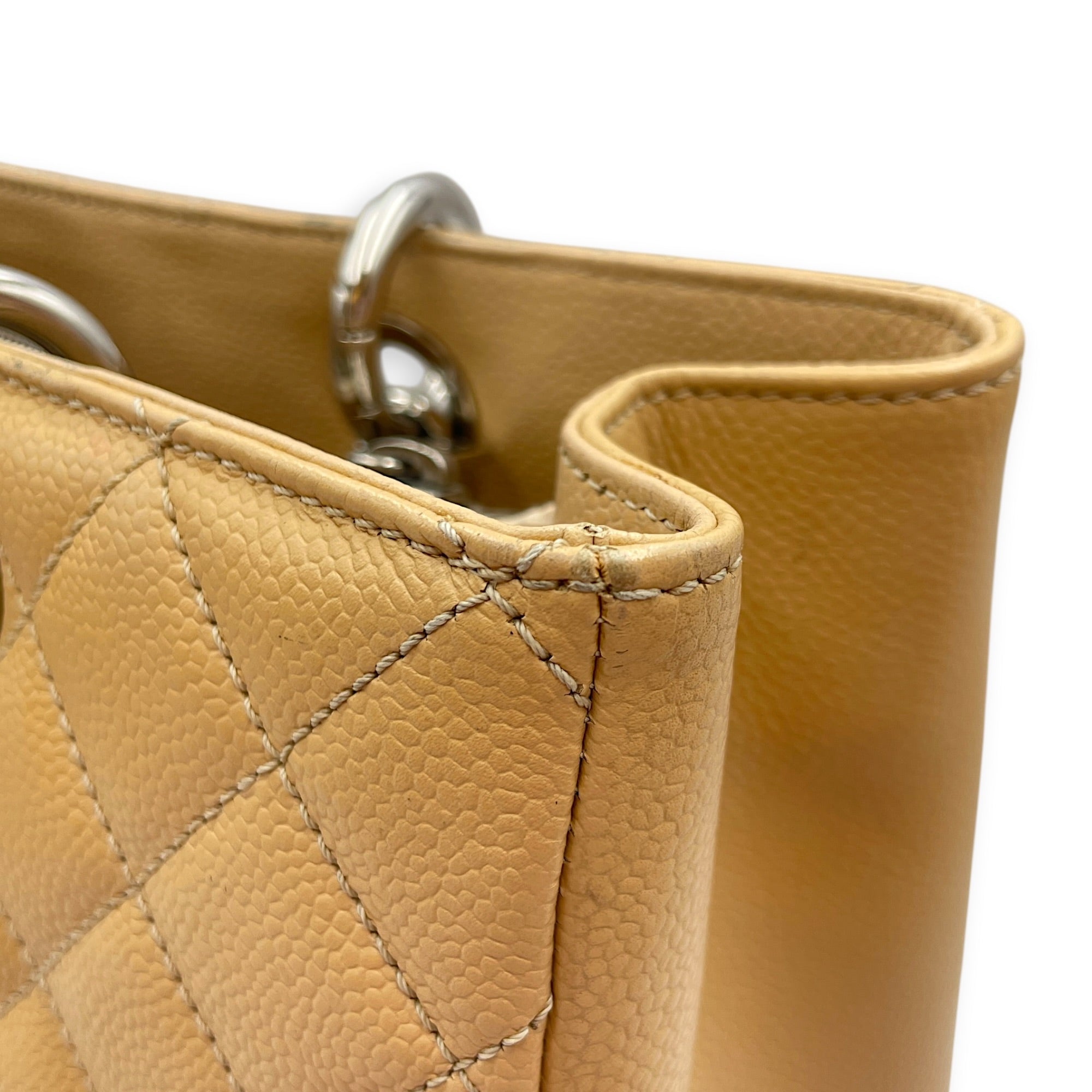 GST Beige Shoulder Bag in Caviar Leather Silver hardware CL2604-21009 10