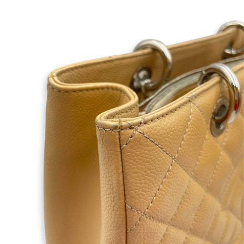 GST Beige Shoulder Bag in Caviar Leather Silver hardware CL2604-21009 11