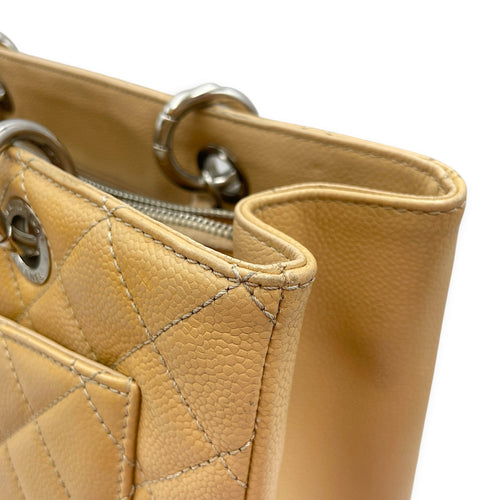 GST Beige Shoulder Bag in Caviar Leather Silver hardware CL2604-21009 12
