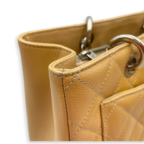 GST Beige Shoulder Bag in Caviar Leather Silver hardware CL2604-21009 13