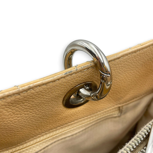 GST Beige Shoulder Bag in Caviar Leather Silver hardware CL2604-21009 15