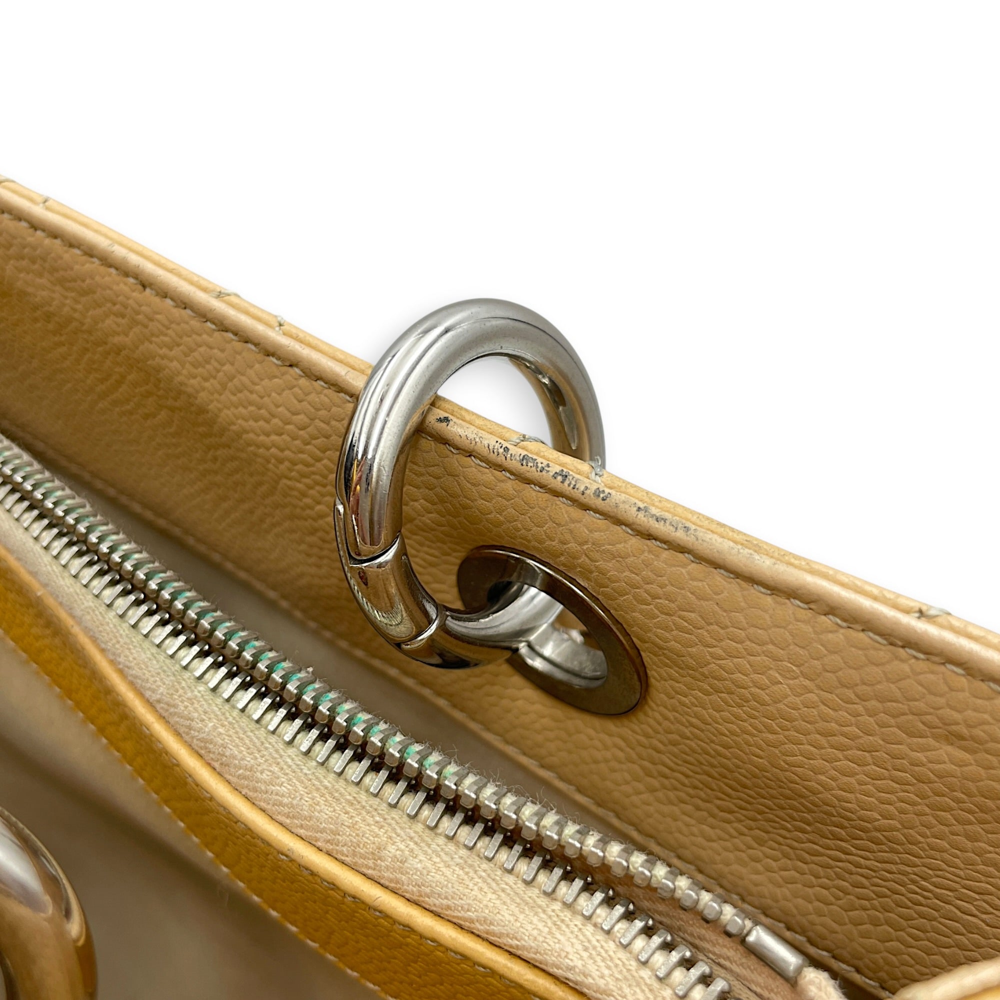 GST Beige Shoulder Bag in Caviar Leather Silver hardware CL2604-21009 16