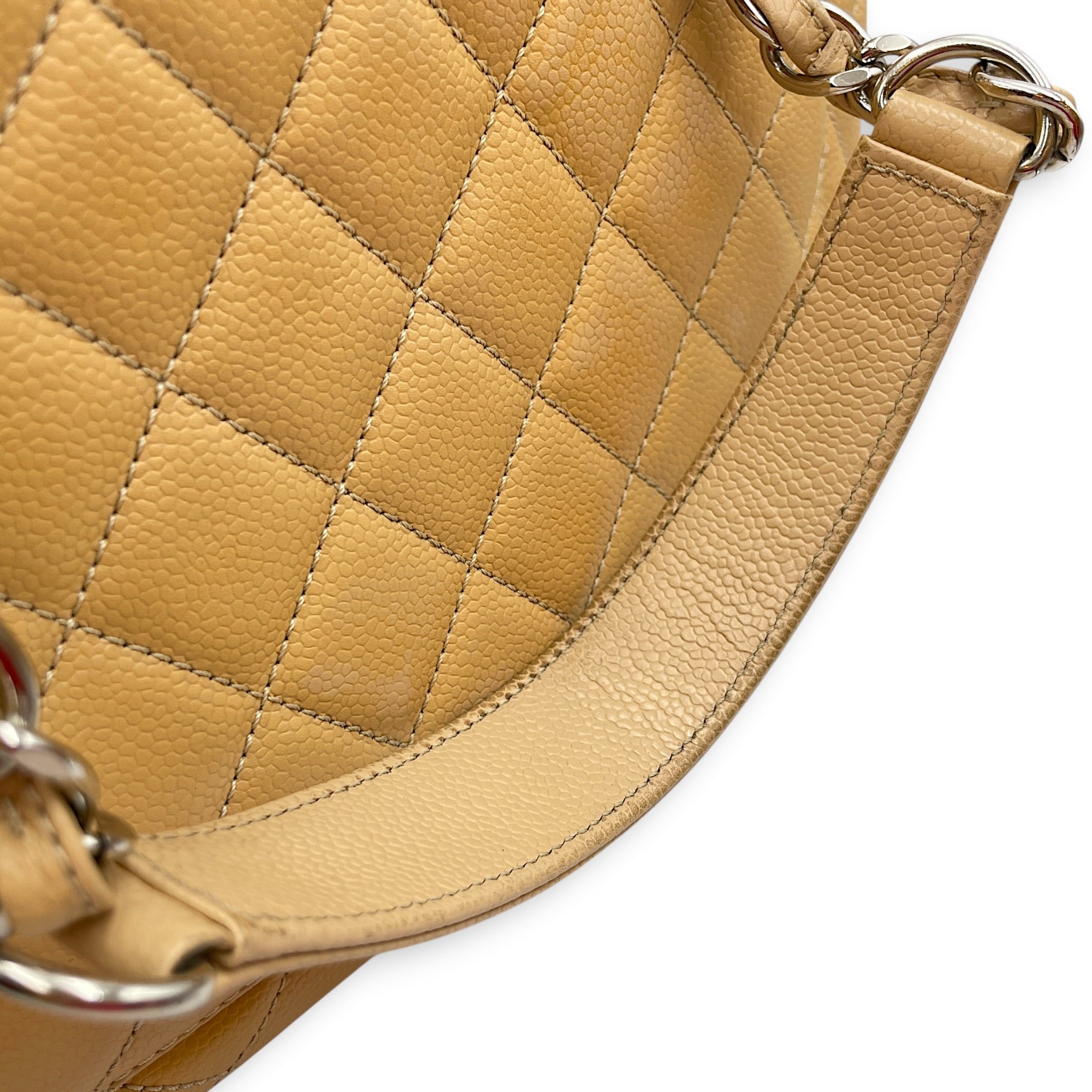 GST Beige Shoulder Bag in Caviar Leather Silver hardware CL2604-21009 18