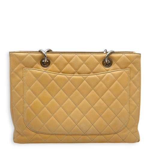 GST Beige Shoulder Bag in Caviar Leather Silver hardware CL2604-21009 2
