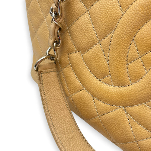 GST Beige Shoulder Bag in Caviar Leather Silver hardware CL2604-21009 19