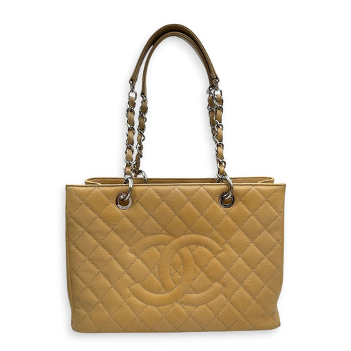 GST Beige Shoulder Bag in Caviar Leather Silver hardware CL2604-21009 20