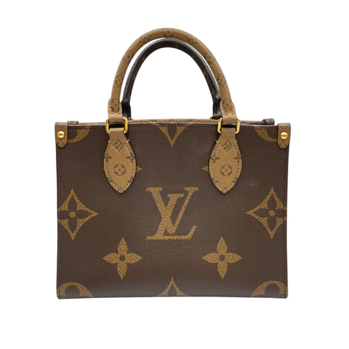LV OTG PM Monogram Reverse 24 Brown Shoulder Bag Gold hardware