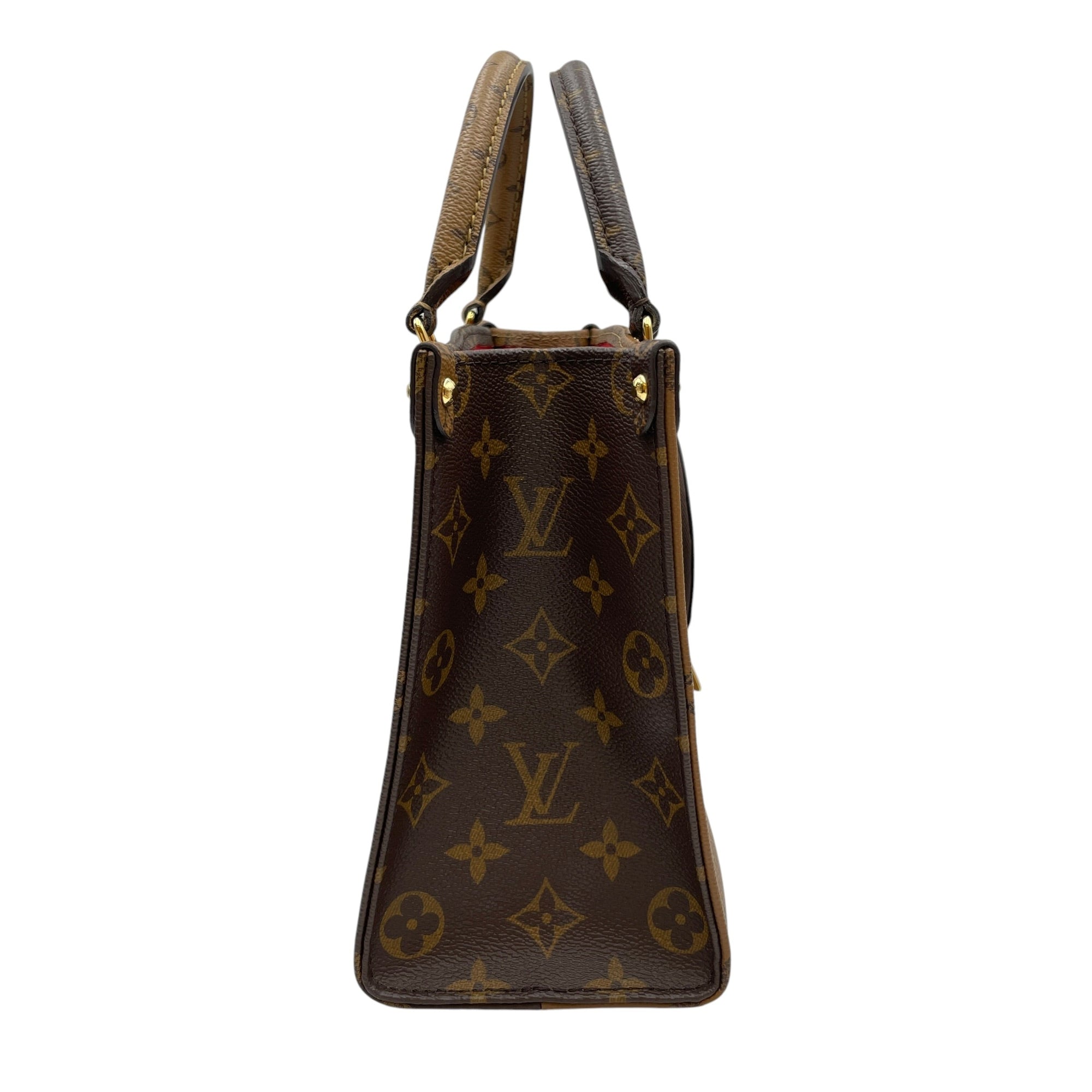 Onthego Monogram Reverse PM Brown Shoulder Bag Gold hardware