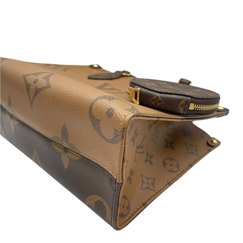 Onthego Monogram Reverse PM Brown Shoulder Bag Gold hardware