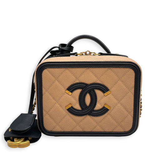 Filigree Mini Beige Crossbody Bag in Caviar Leather Gold hardware CL2604-21011 1