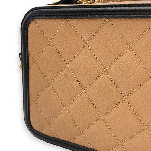 Filigree Mini Beige Crossbody Bag in Caviar Leather Gold hardware CL2604-21011 10