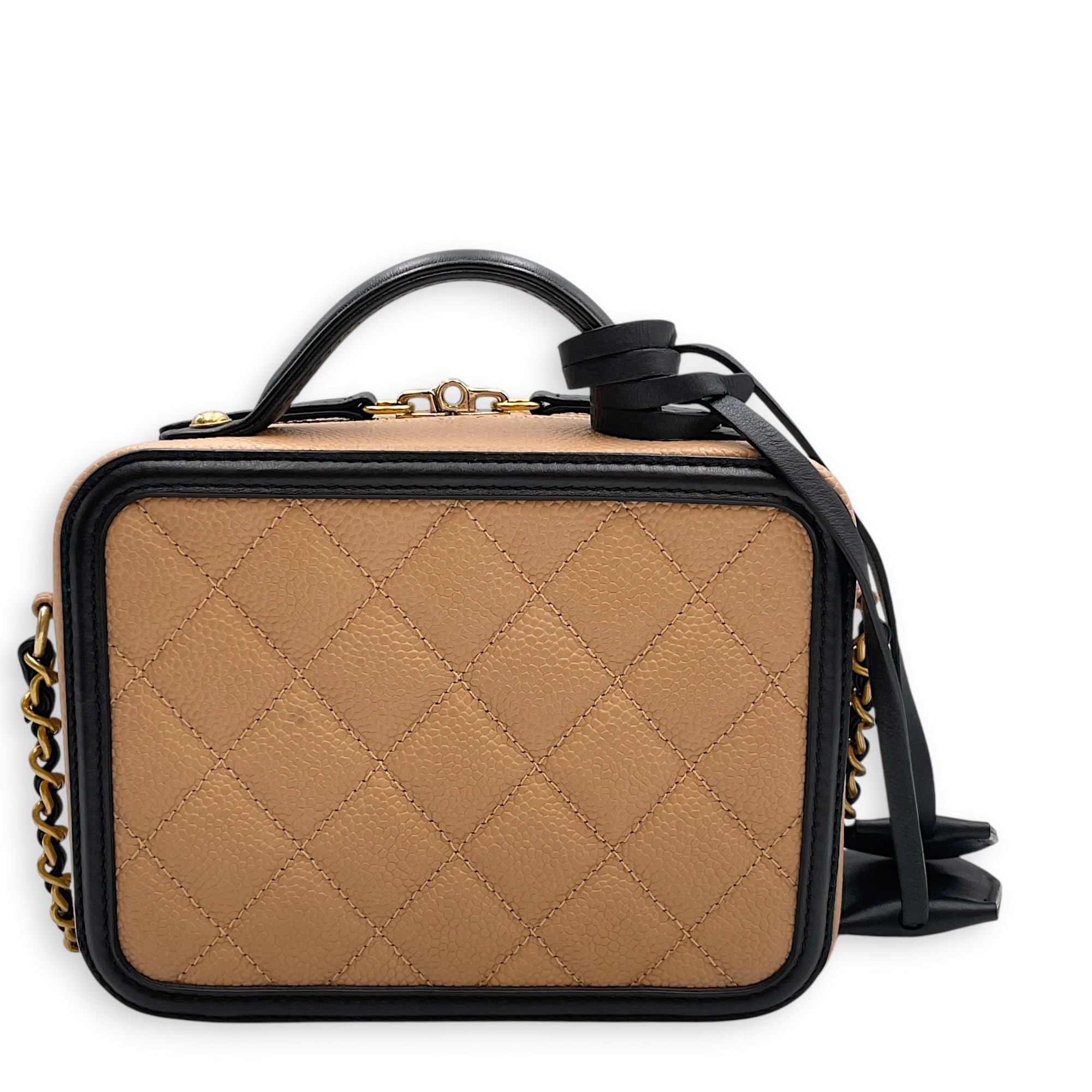 Filigree Mini Beige Crossbody Bag in Caviar Leather Gold hardware CL2604-21011 2
