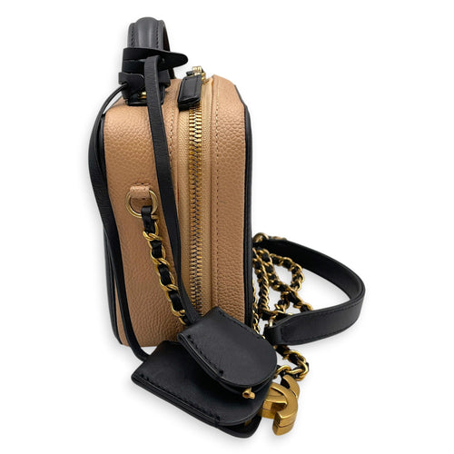 Filigree Mini Beige Crossbody Bag in Caviar Leather Gold hardware CL2604-21011 3