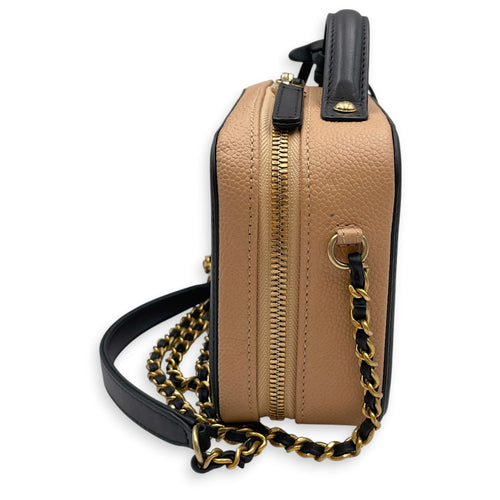 Filigree Mini Beige Crossbody Bag in Caviar Leather Gold hardware CL2604-21011 4