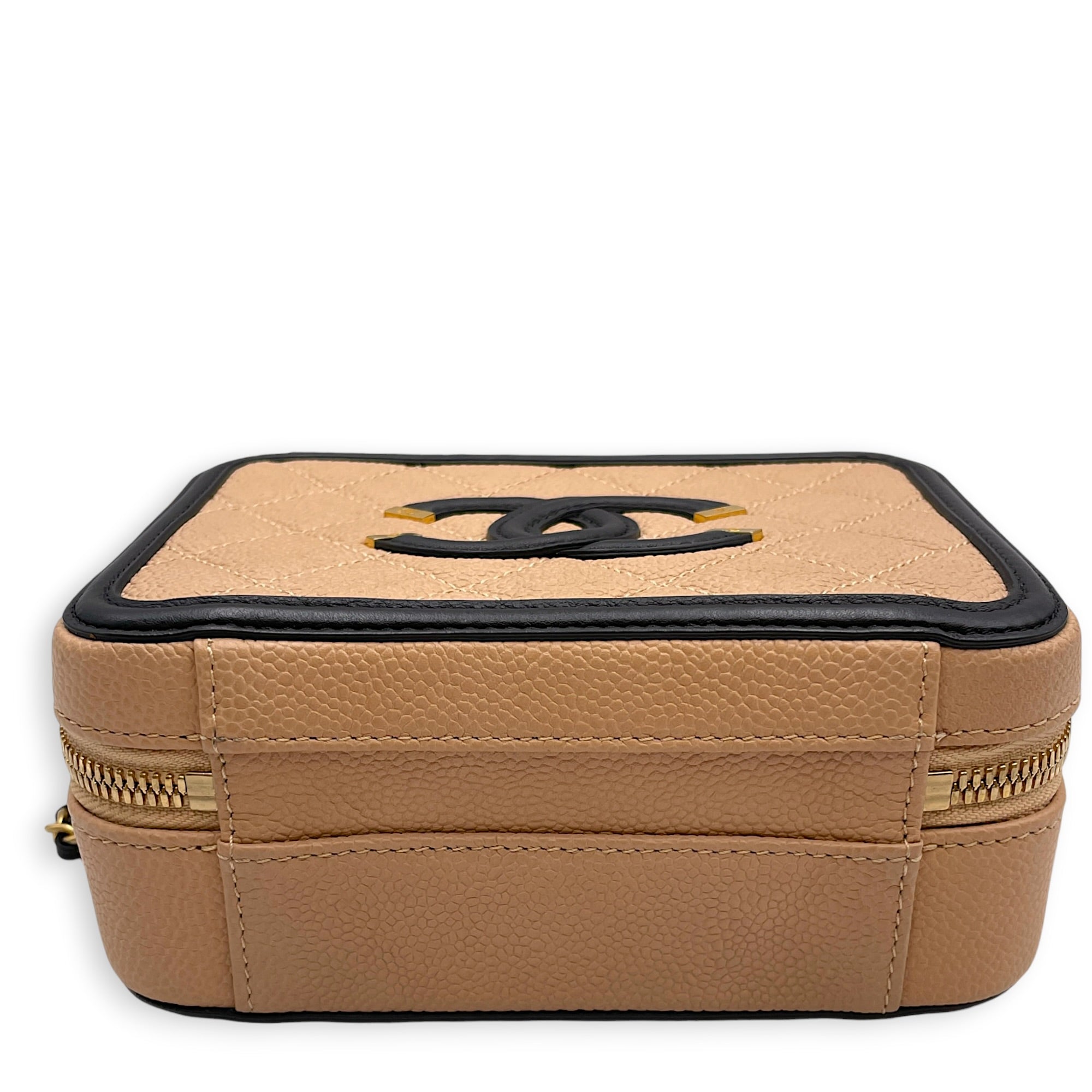 Filigree Mini Beige Crossbody Bag in Caviar Leather Gold hardware CL2604-21011 5