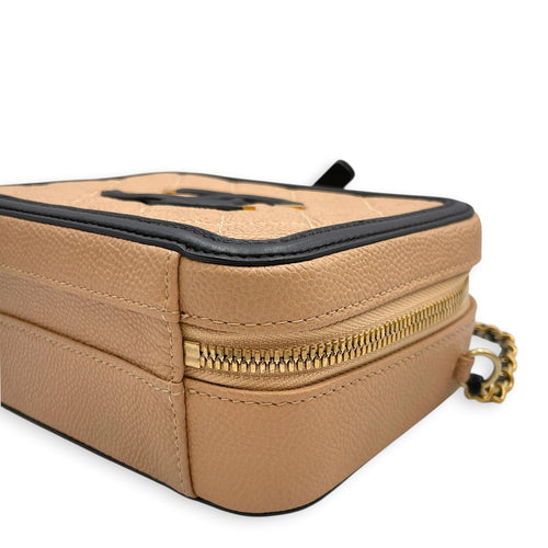 Filigree Mini Beige Crossbody Bag in Caviar Leather Gold hardware CL2604-21011 9
