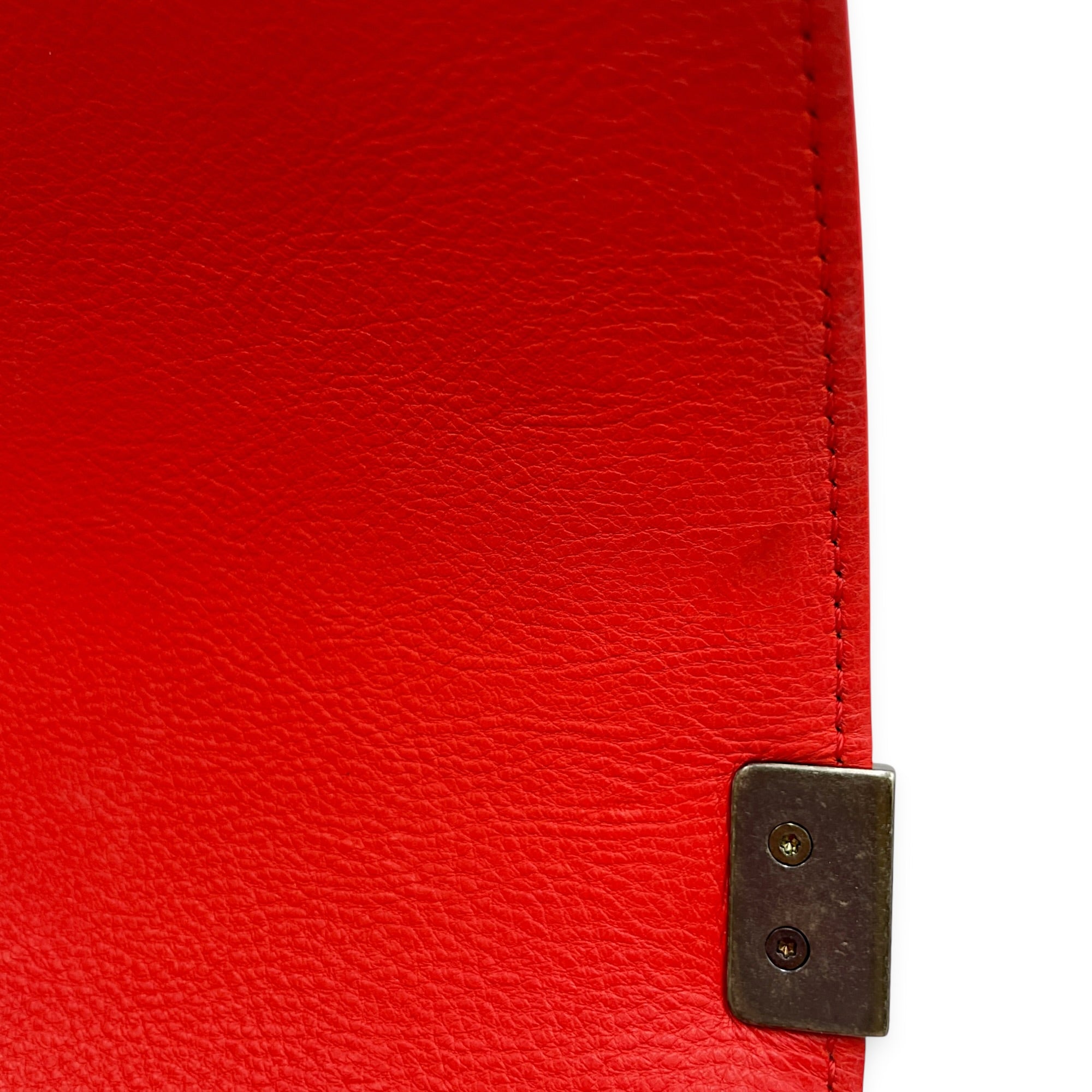 Medium Le Boy Size 27 cm Red Shoulder Bag in Lambskin Ruthenium hardware