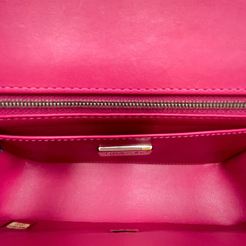 Timeless Classic Flap Pink Shoulder Bag in Shiny Alligator Silver hardware CL2604-21013 6
