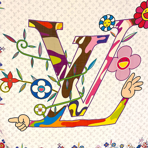 LV x TM Monogram Superflat Square 90CM Multi-colour Scarf in Silk