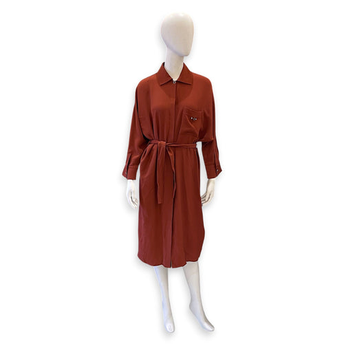 Midi Shirt Dress 38 Brick Ready-To-Wear in Silk CL2604-21026 1