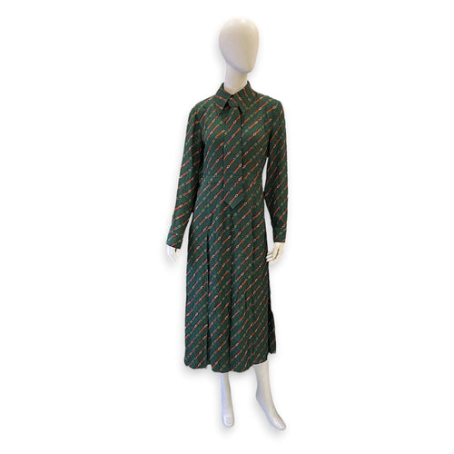 Midi Interlocking G Belt Print Dress 42 Green Ready-To-Wear CL2604-21030 1