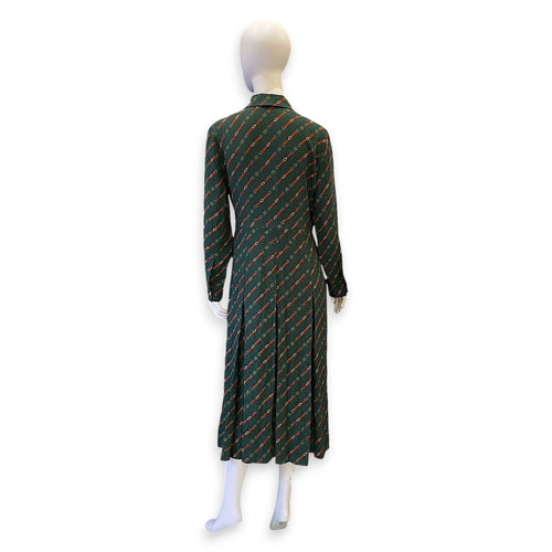 Midi Interlocking G Belt Print Dress 42 Green Ready-To-Wear CL2604-21030 2