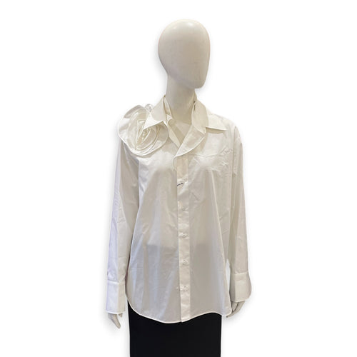 Rose Detail Shirt Size 38 White Ready-To-Wear in Cotton