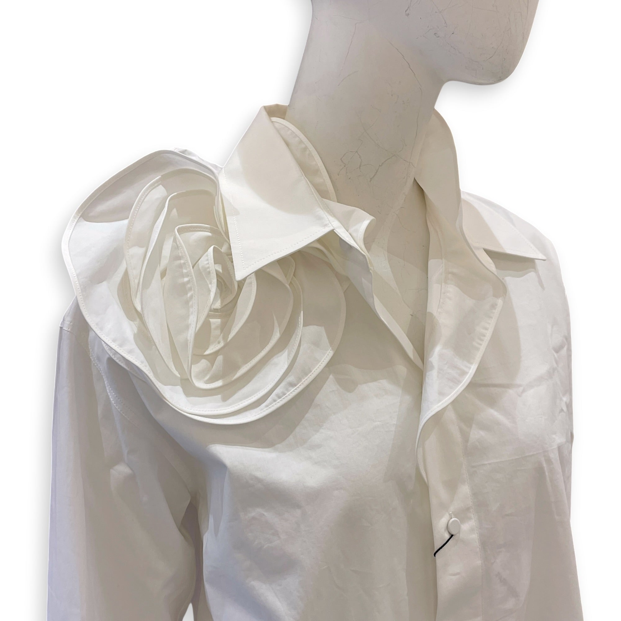 Rose Detail Shirt Size 38 White Ready-To-Wear in Cotton