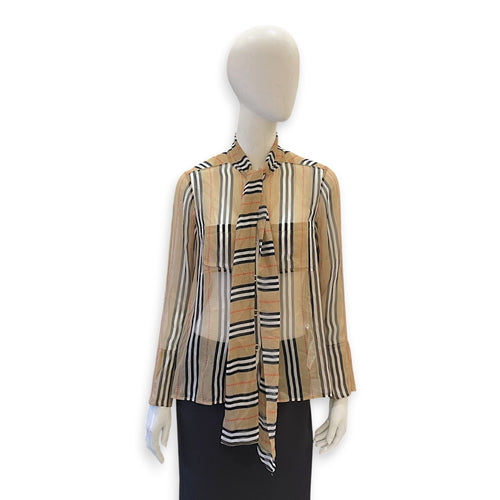 Sheer Button-Down Blouse 36 Brown Ready-To-Wear CL2604-21034 1