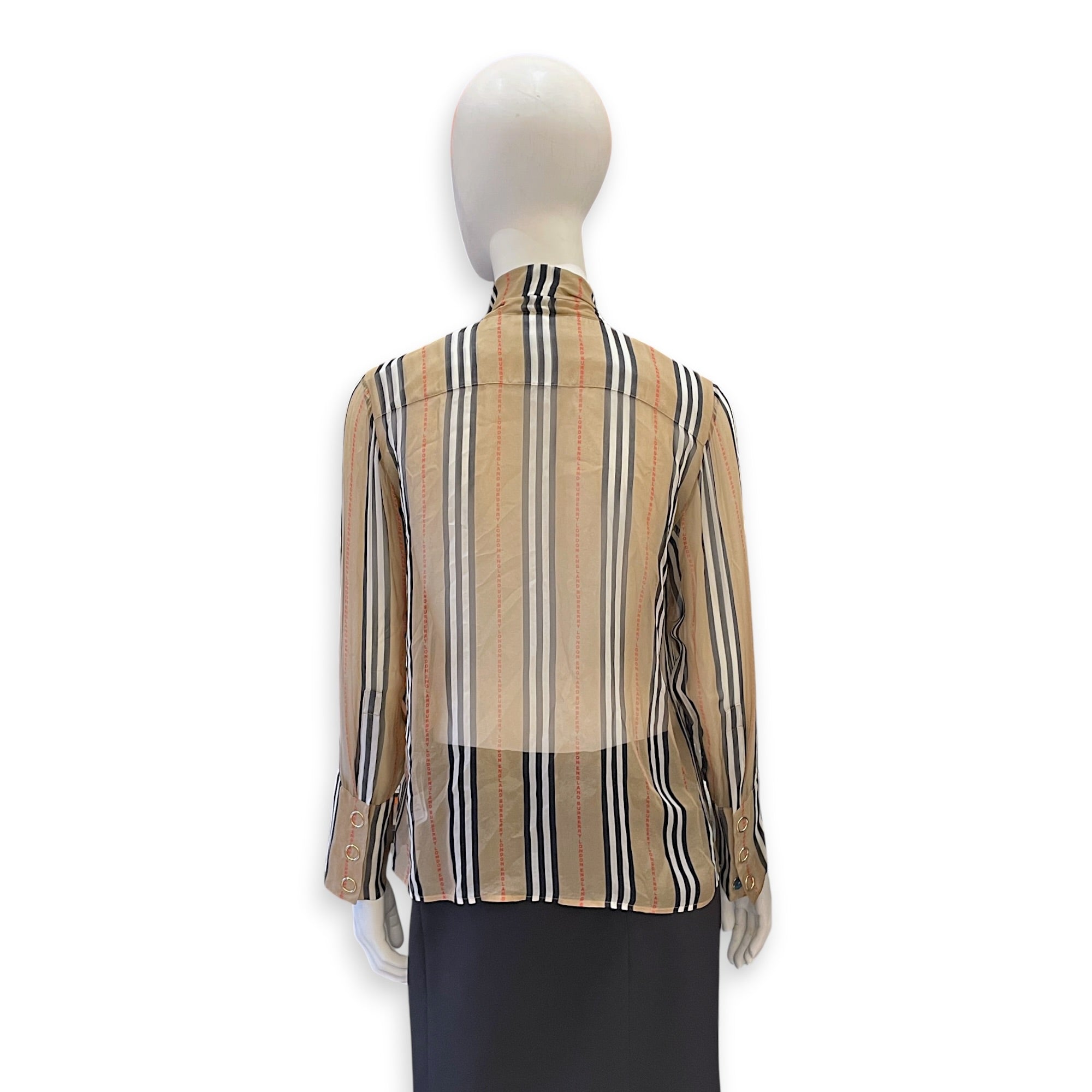 Sheer Button-Down Blouse 36 Brown Ready-To-Wear CL2604-21034 2