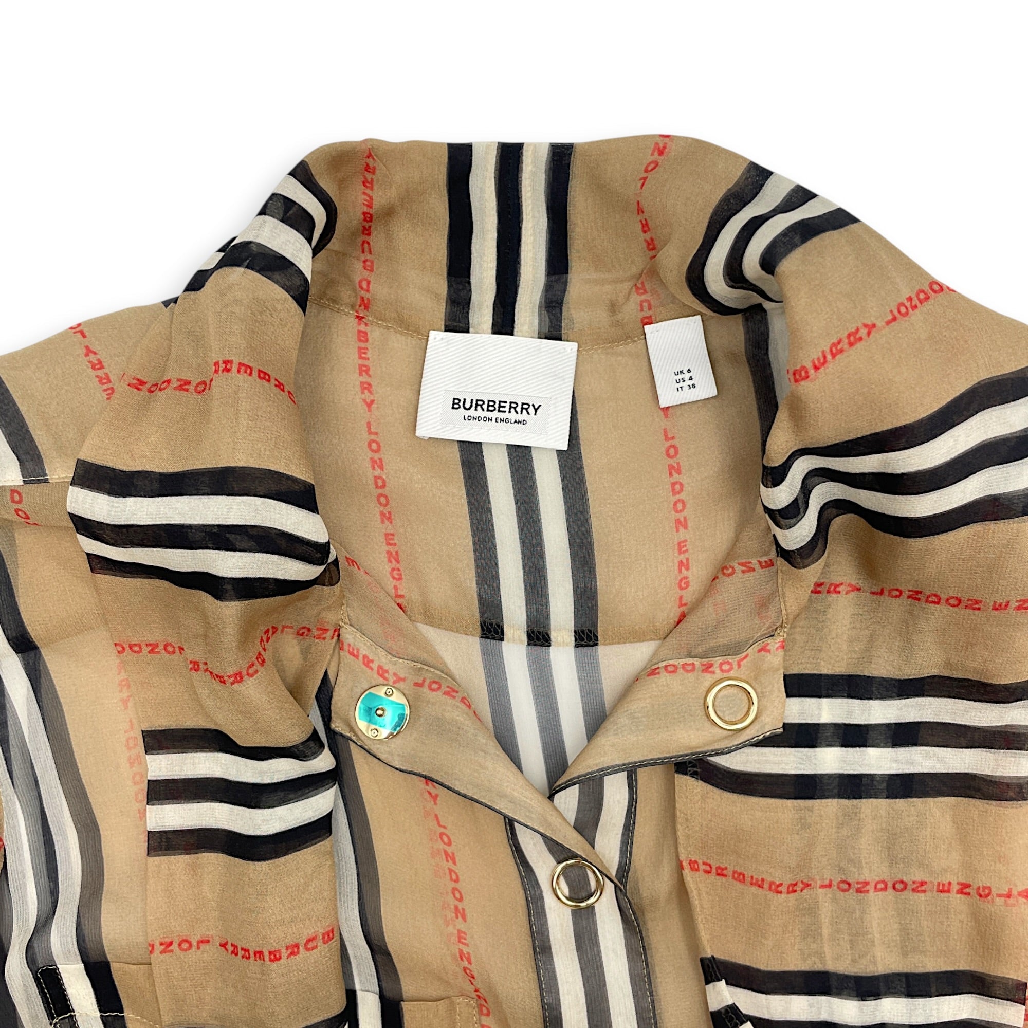 Sheer Button-Down Blouse 36 Brown Ready-To-Wear CL2604-21034 3
