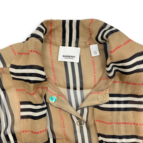 Sheer Button-Down Blouse 36 Brown Ready-To-Wear CL2604-21034 3