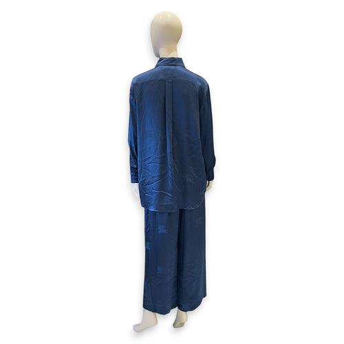 Oversized Fit Blouse with Matching Pants 38 Blue Ready-To-Wear in Silk