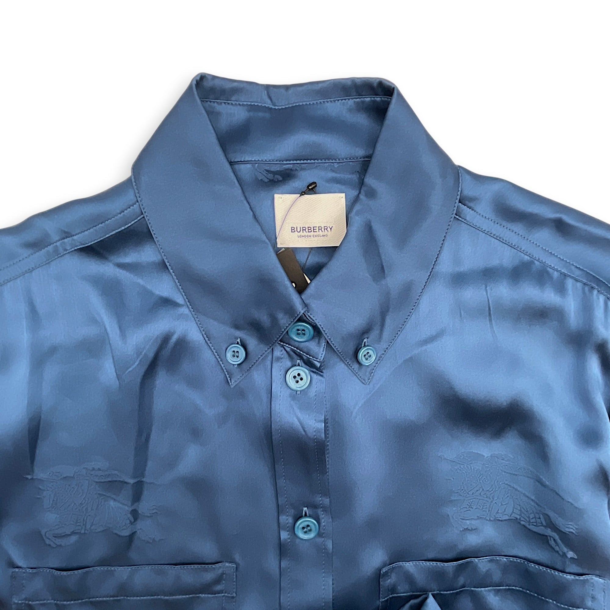 Oversized Blouse with Matching Pants 38 Blue Ready-To-Wear in Silk CL2604-21036 3