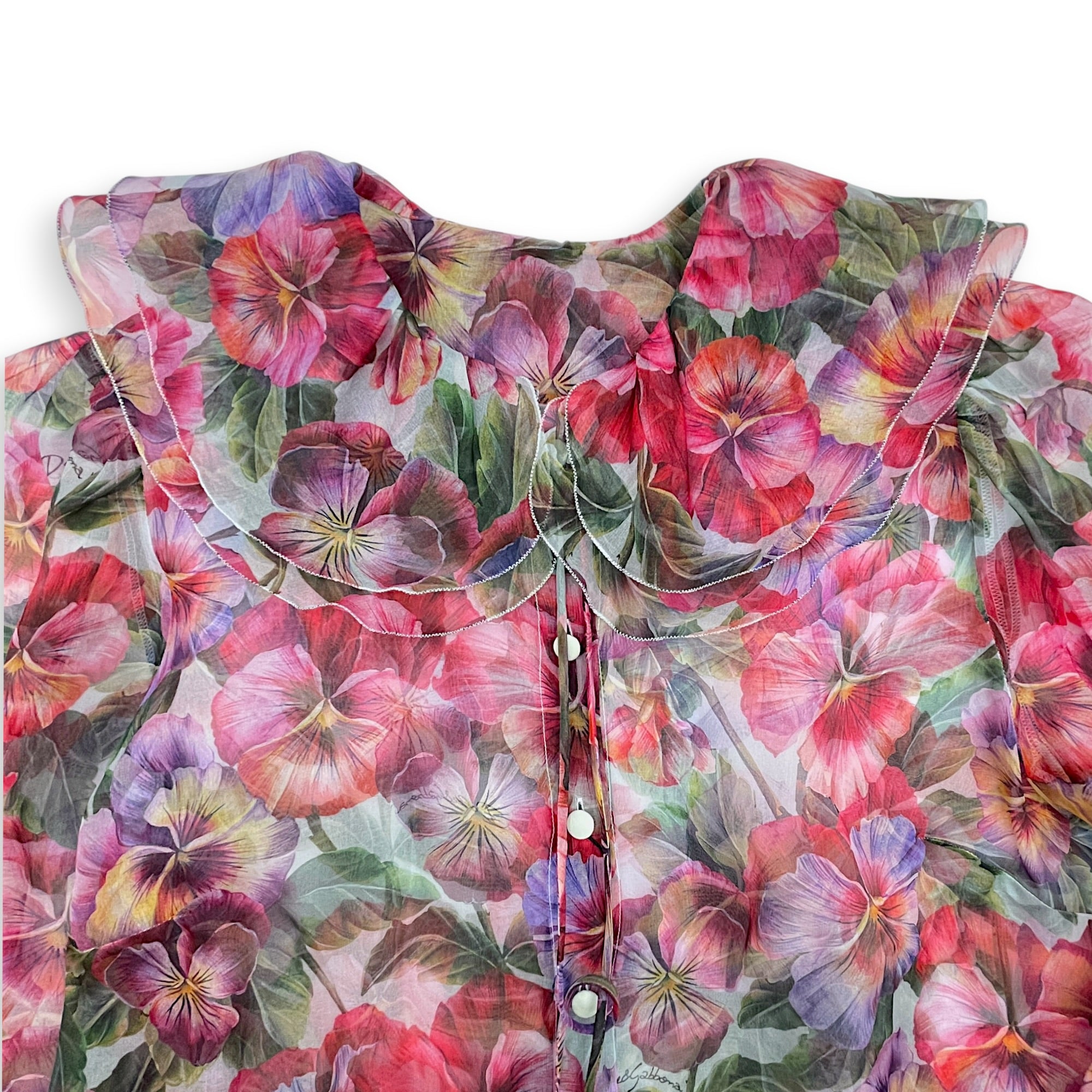 Multicolor Floral Print Blouse 42 Red Ready-To-Wear in Silk
