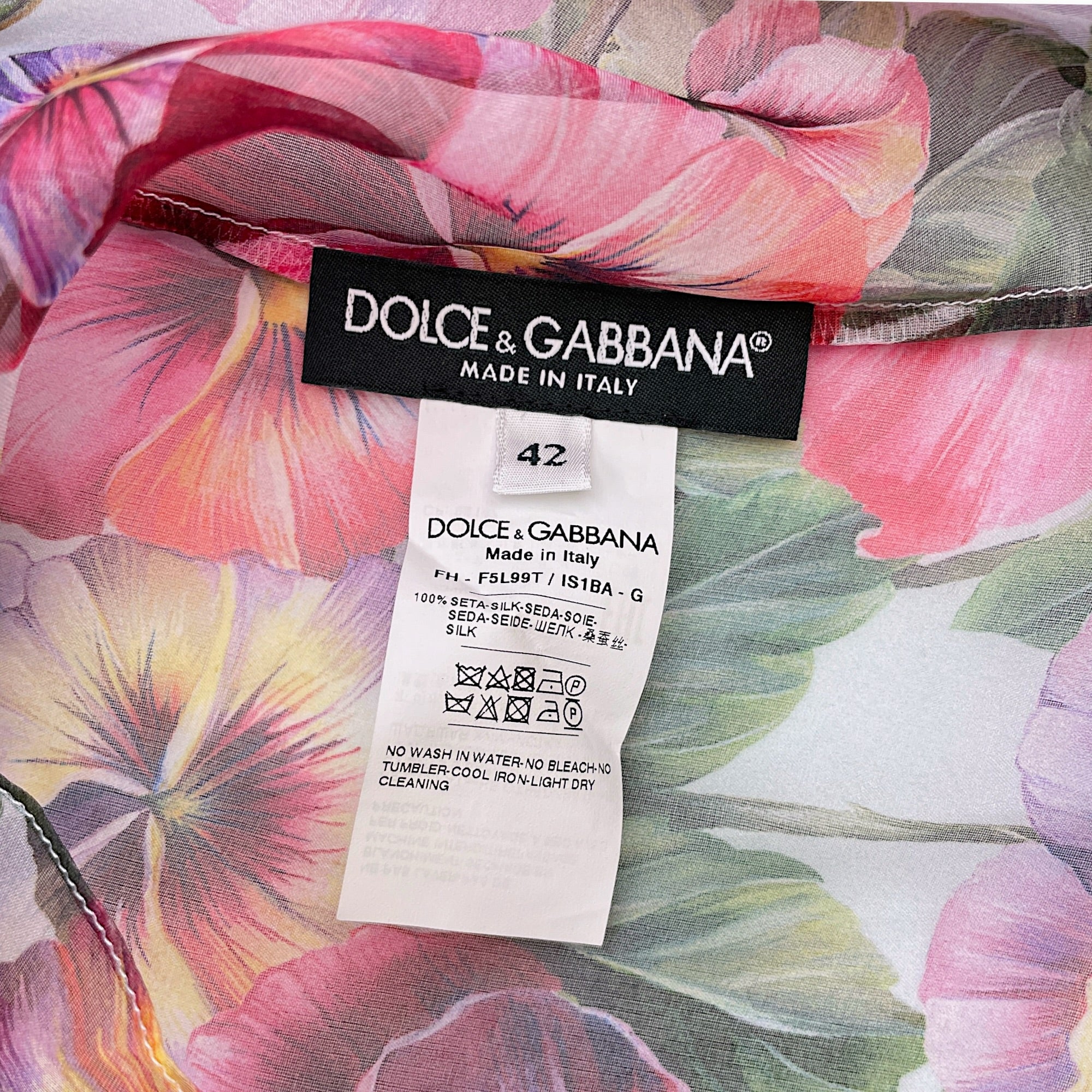 Multicolor Floral Print Blouse 42 Red Ready-To-Wear in Silk