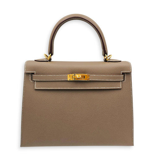 Sellier Kelly 25 Etoupe in Epsom Gold hardware