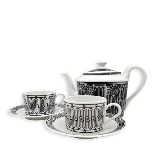 H Deco Tea Set Black/White Tableware CL2604-21059 1