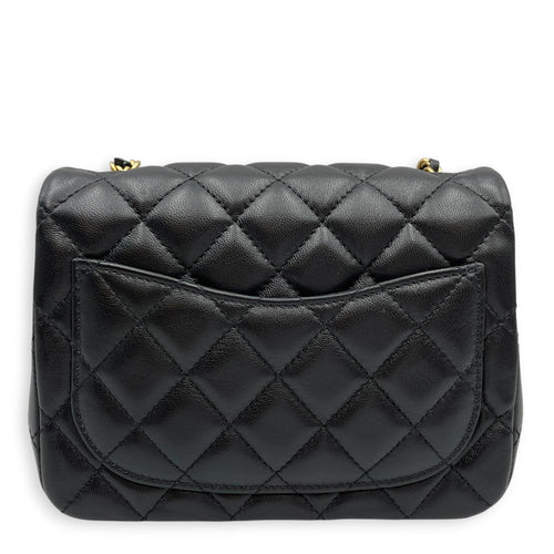 Mini Square Pearl Crush Flap Black Crossbody Bag in Lambskin Gold hardware CL2604-21064 2
