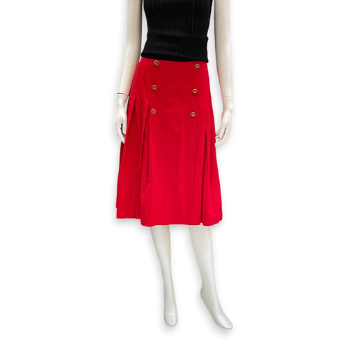 Mid Length Pleated Skirt 40 Red Ready-To-Wear in Wool CL2604-21072 1