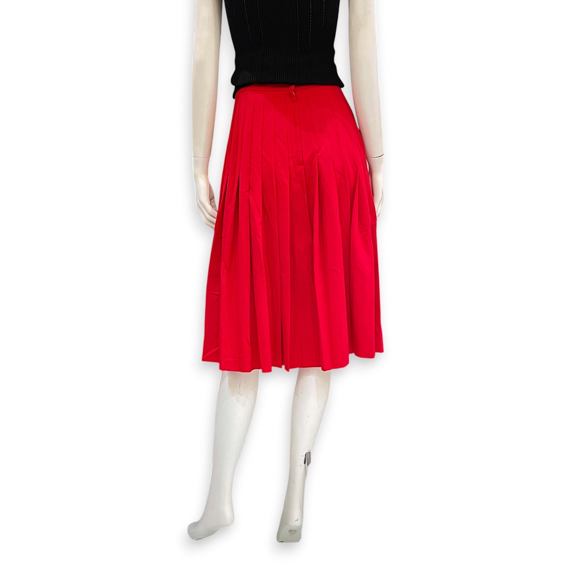 Mid Length Pleated Skirt 40 Red Ready-To-Wear in Wool CL2604-21072 2