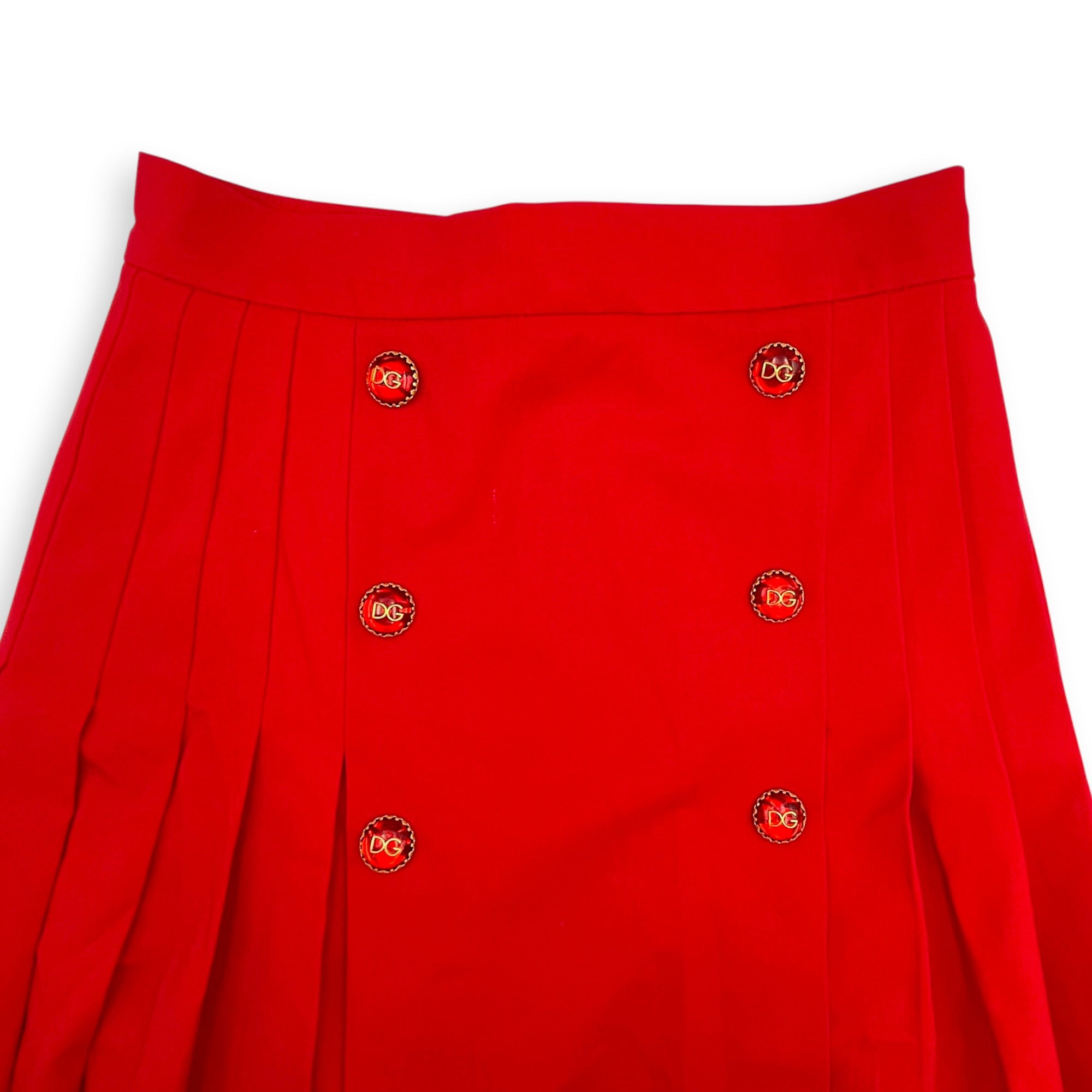 Mid Length Pleated Skirt 40 Red Ready-To-Wear in Wool CL2604-21072 3