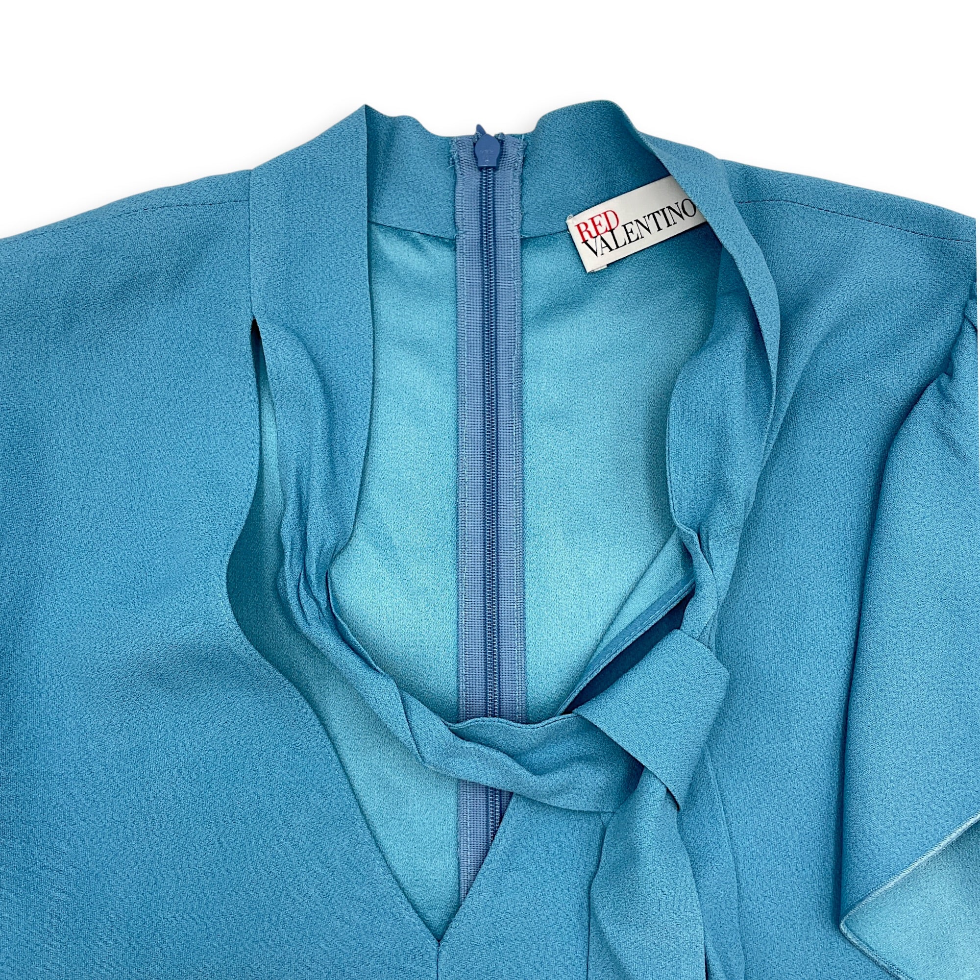 Ruffles Sleeved Blouse 38 Blue Ready-To-Wear in Viscose CL2604-21078 3