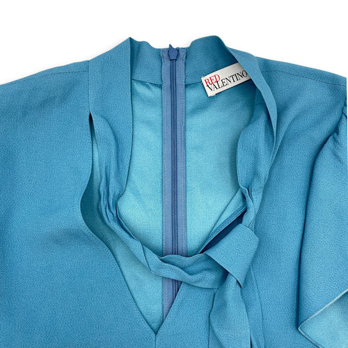 Ruffles Sleeved Blouse 38 Blue Ready-To-Wear in Viscose CL2604-21078 3
