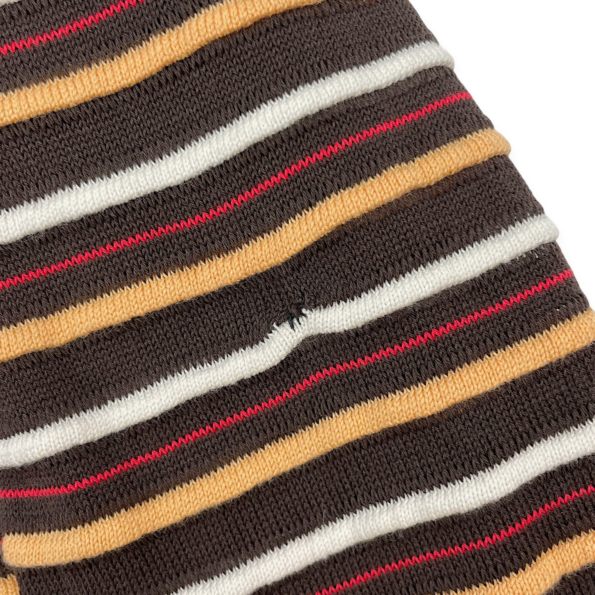 Striped V-Neck Knit Top S Brown Ready-To-Wear in Cotton CL2604-21079 4