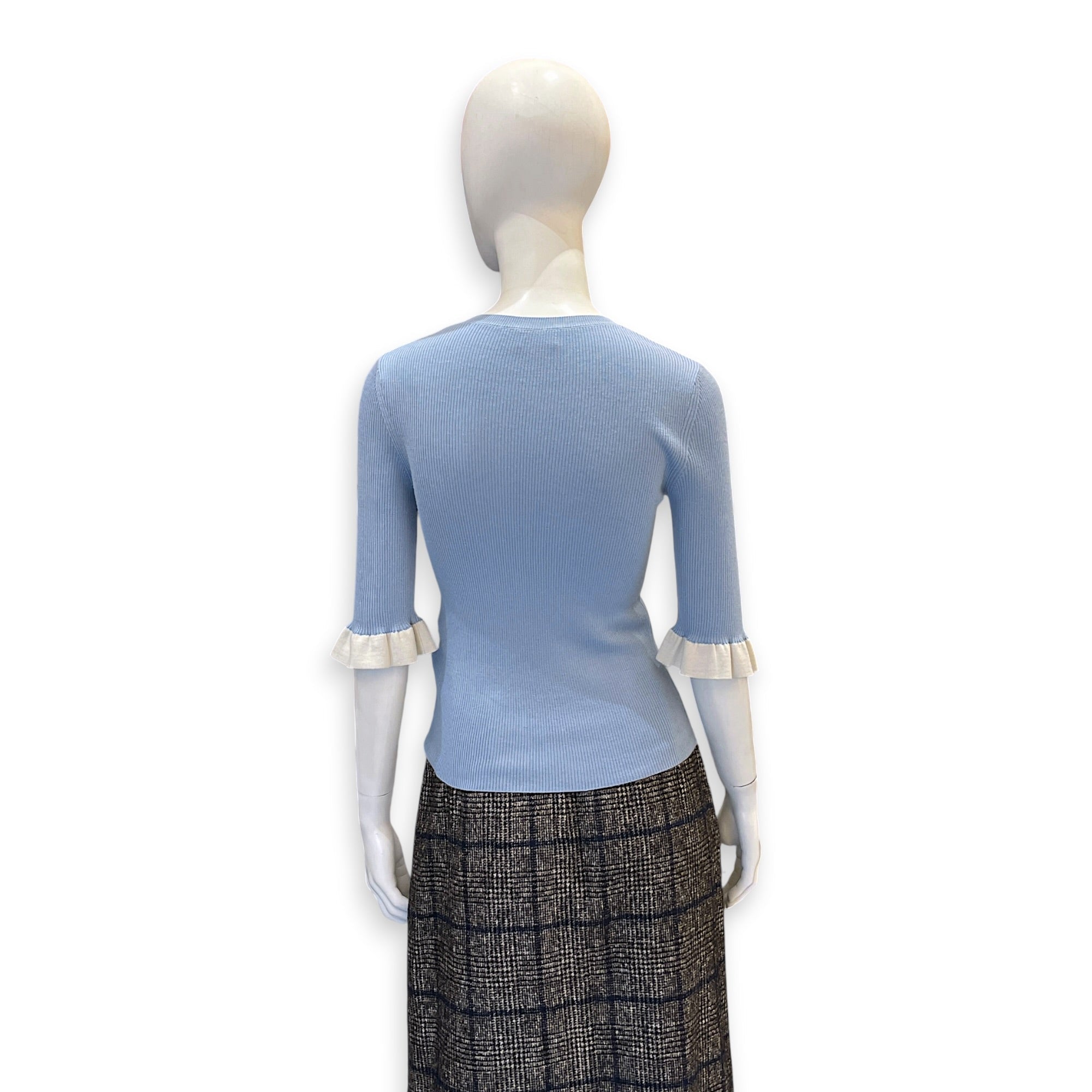 Bell Shaped Sleeved Top S Blue Ready-To-Wear in Wool CL2604-21080 2