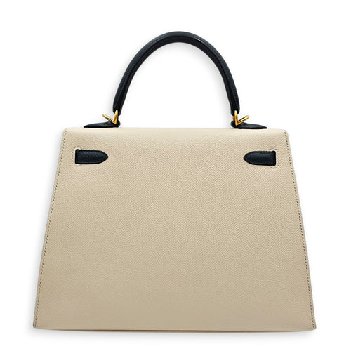 HSS Sellier Kelly 25 Craie/Vert d'anglais in Epsom Brushed Gold hardware CL2604-21093 2