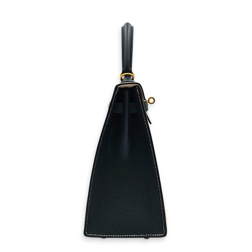 HSS Sellier Kelly 25 Craie/Vert d'anglais in Epsom Brushed Gold hardware CL2604-21093 3